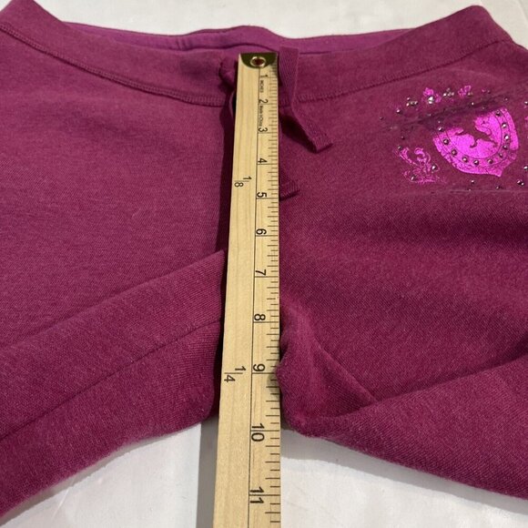 Vintage Express Tricot Fleece Pant Pink Wide Leg Pull On Sequin Logo 90s Y2K - Picture 6 of 9